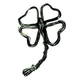 Wire Wrapped Lucky 4 Leaf Clover 3" Handmade Vtg